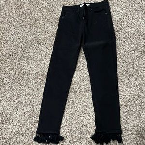 Top shop skinny black jeans with tassel bottom